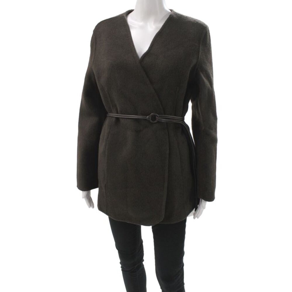 Designer Women Kimono Coat Brown Tie Long Sleeve Size S